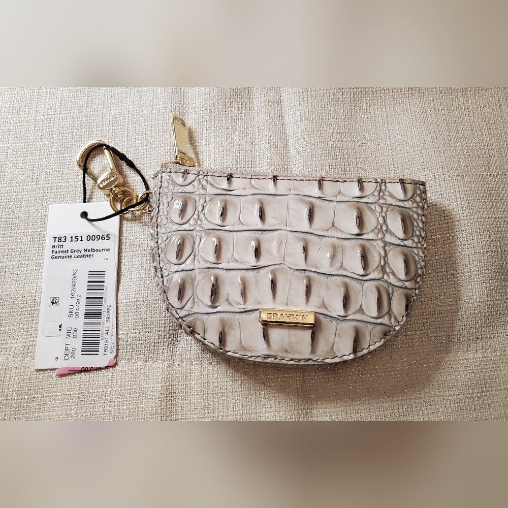 NWT Brahmin Britt Fairest Grey Coin Purse